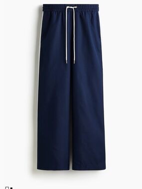 H&M Women’s Navy Drawstring Wide-Leg Pants